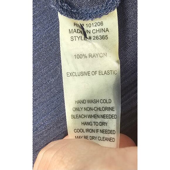 Soft surroundings crinkle rayon romper sz L navy blue elastic waist comfort flaw - Picture 5 of 9